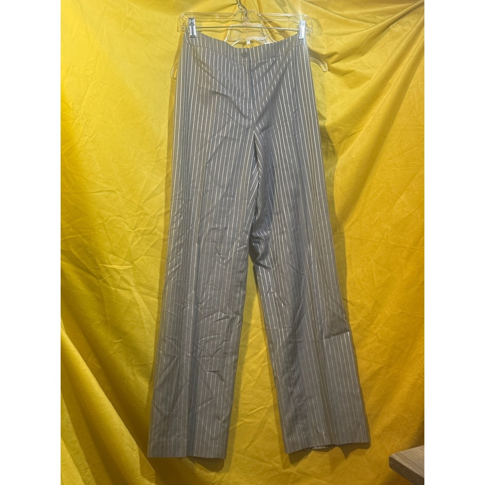 Talbots Collection Pure Silk Pinstripe Wide Leg Pants Grey White Size 8 Dress